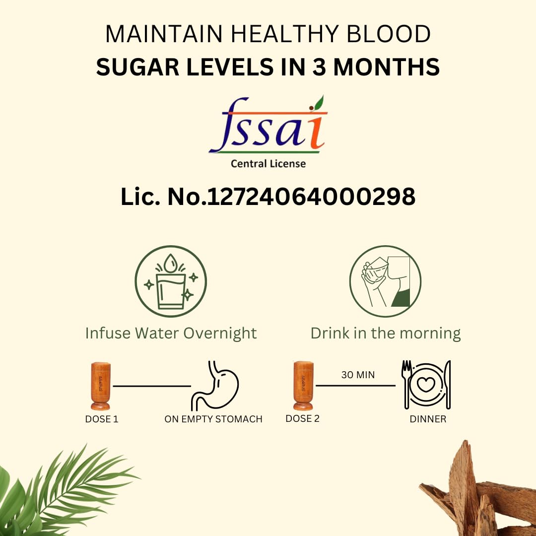 Vijaysar Glass Wooden Tumbler for Diabetes Control BUY 1 GET 2