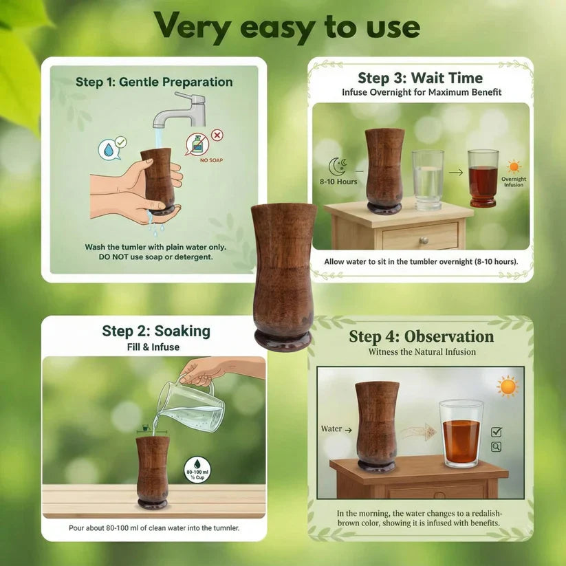 Vijaysar Glass Wooden Tumbler for Diabetes Control BUY 1 GET 2