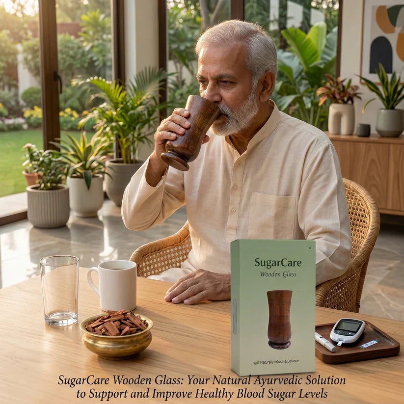 Vijaysar Glass Wooden Tumbler for Diabetes Control BUY 1 GET 2